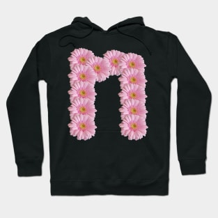 Letter n Pink Gerbera Daisy Hoodie